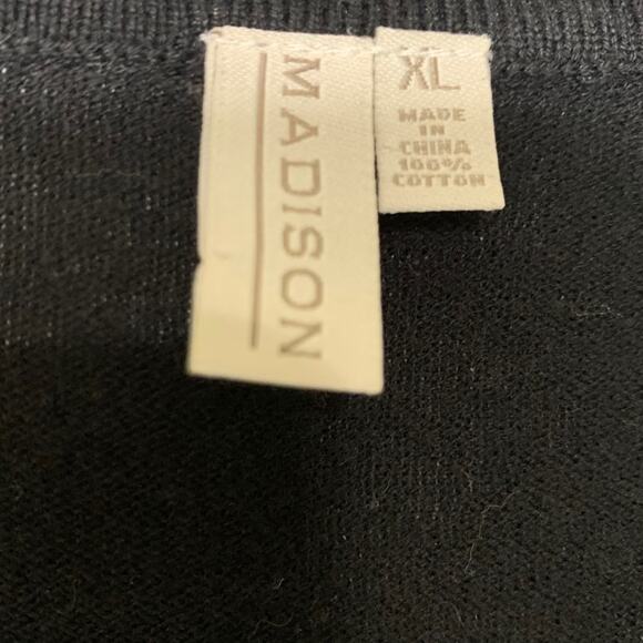 Madison V-Neck Cardigan Sweater Black XL - Picture 8 of 9